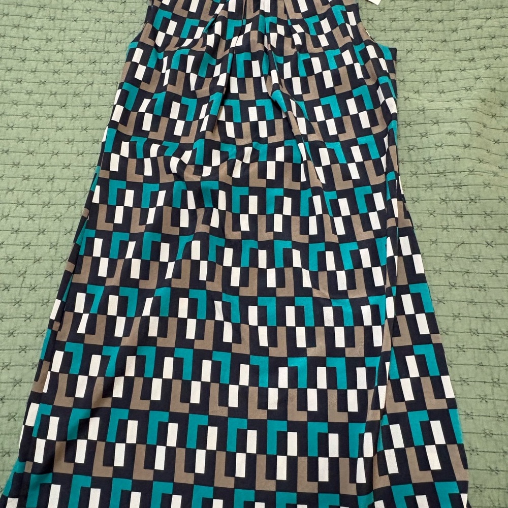 Geometric Print Mini skirt dress in Teal, Black & White